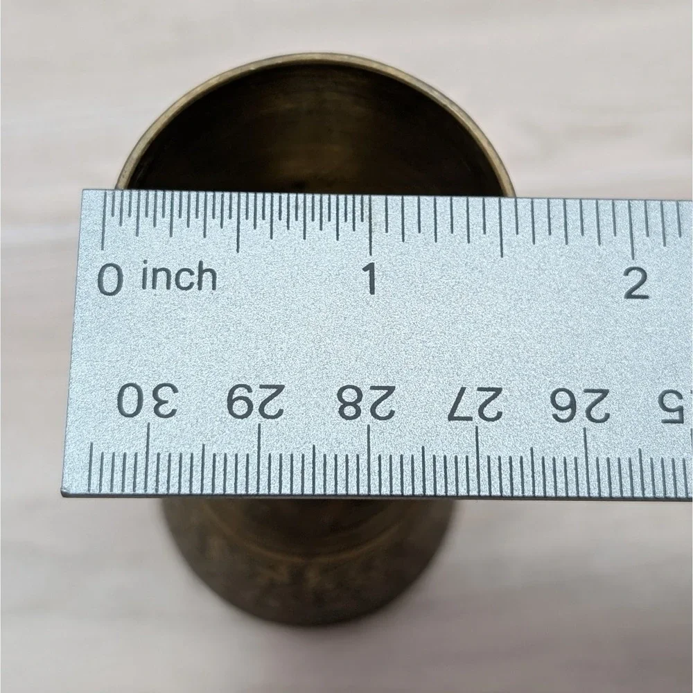 Antique Indian Early 19th Century Brass Minakari Work Double Ended Measuring Cup
